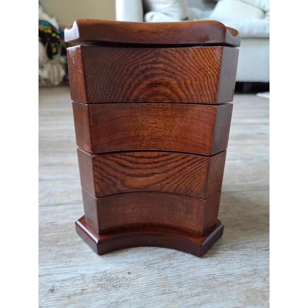 Vintage The Bombay Company 2004 Wood Rotating Swivel Jewelry Box 4-Tier